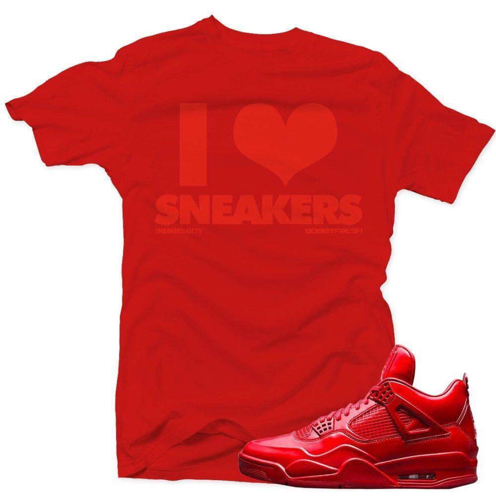 Jordan 11lab4 Red shirts to match 'I Love Sneakers' White Sneaker Tees shirt