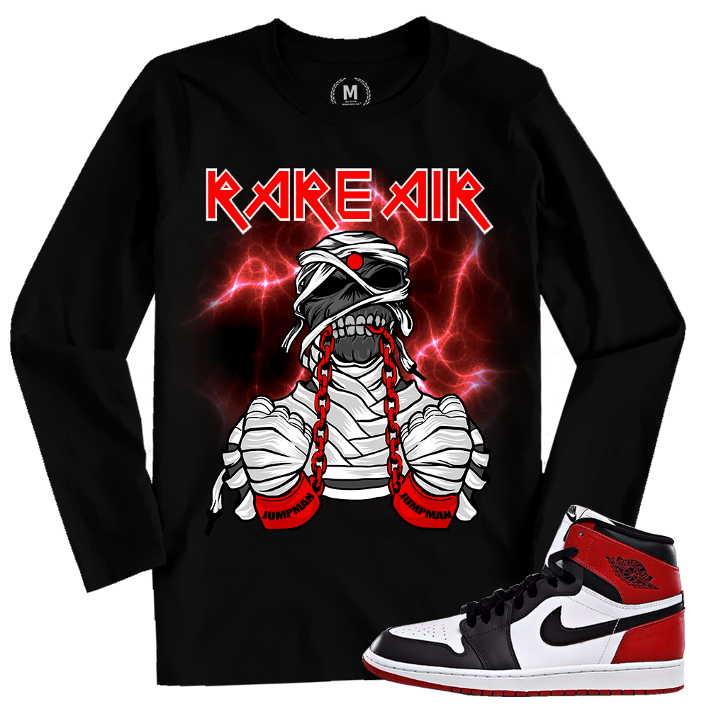 Match Jordan 1 Black Toe | Rare Air Mummy | Black Long Sleeve Shirt