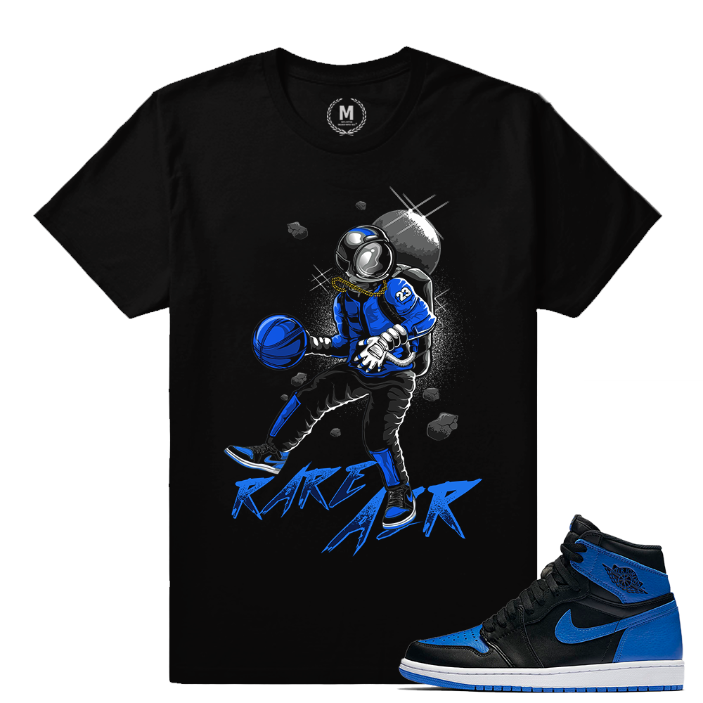 Match Jordan 1 Royal OG | Rare Air Moon Man | Black T shirt