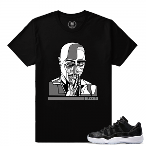 Match Air Jordan 11 Barons | Tupac Praying Hands | Black T shirt