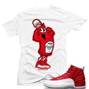 Match Gym Red 12 Jordan Retros |Fresh Sauce | White T shirt