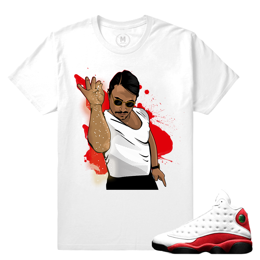 Match Jordan 13 OG Chicago | Salt Bae | White T shirt