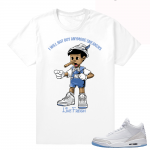 Air Jordan 3 Pure White shirt outfit  Sneakerhead Pinocchio  (Multiple Shirt Colors)