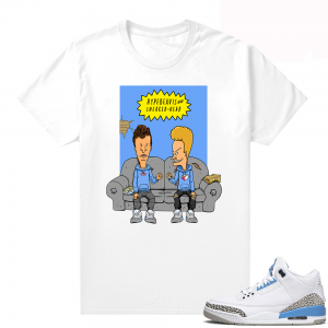 Air Jordan 3 UNC shirt Match - White Tee - Hype Beavis and Sneaker-head