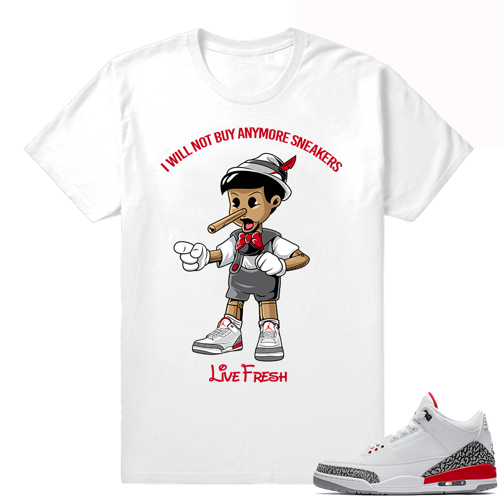 Air Jordan 3s Katrina Shirt  Sneakerhead Pinocchio White tee