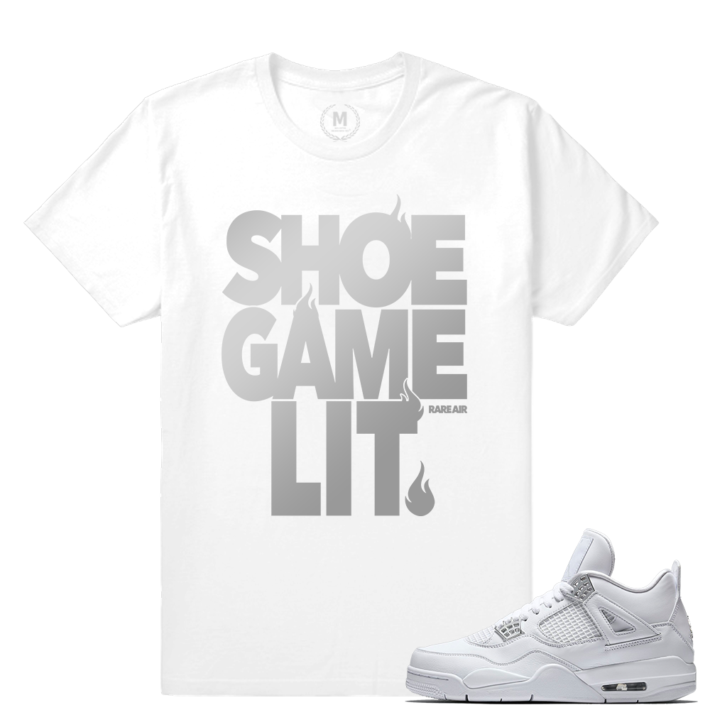 Match Air Jordan 4 Pure Money | Shoe Game Lit | White T shirt