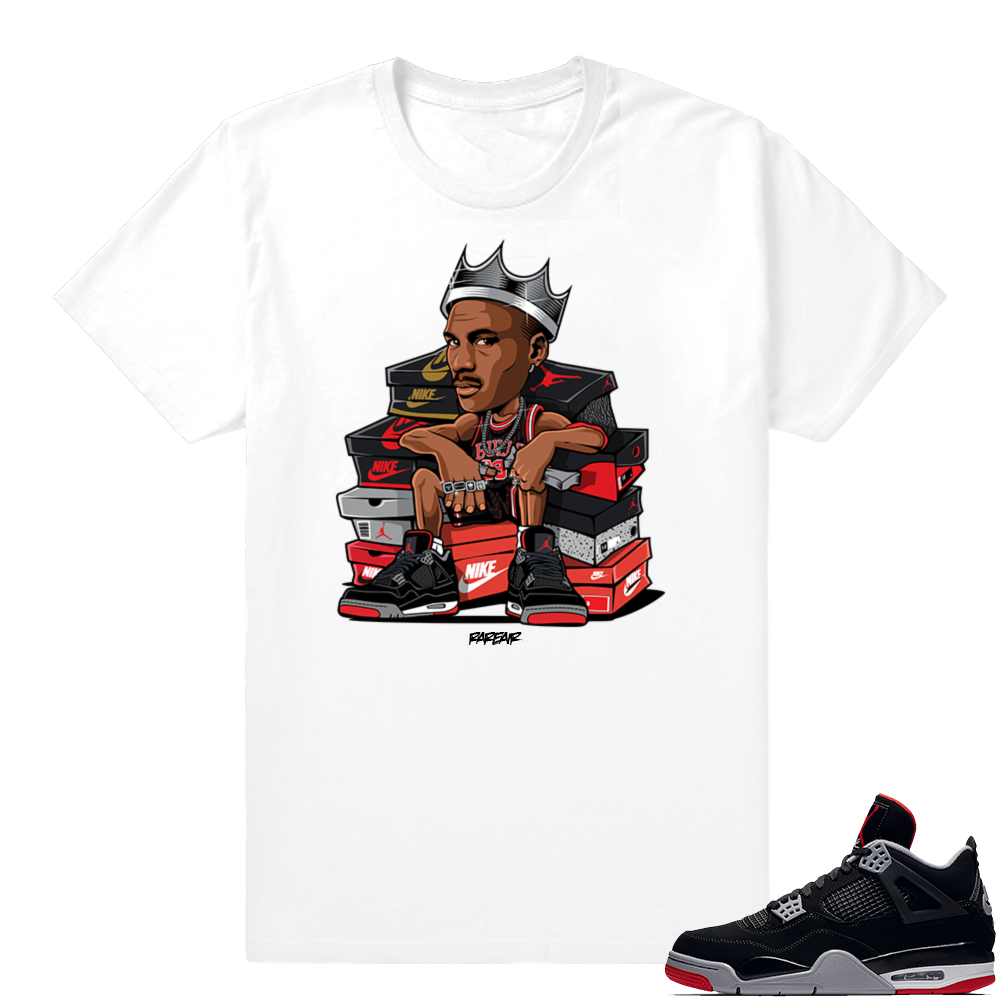 Jordan 4 Bred | Sneaker King | White Shirt