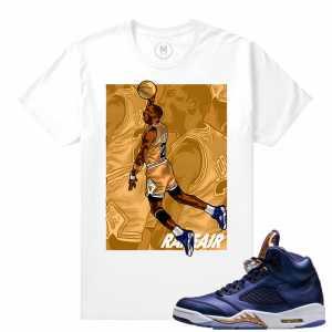 Air Jordan 5 Bronze Match Sneaker Tee | In the 5s Rare Air Bronze | White T shirt