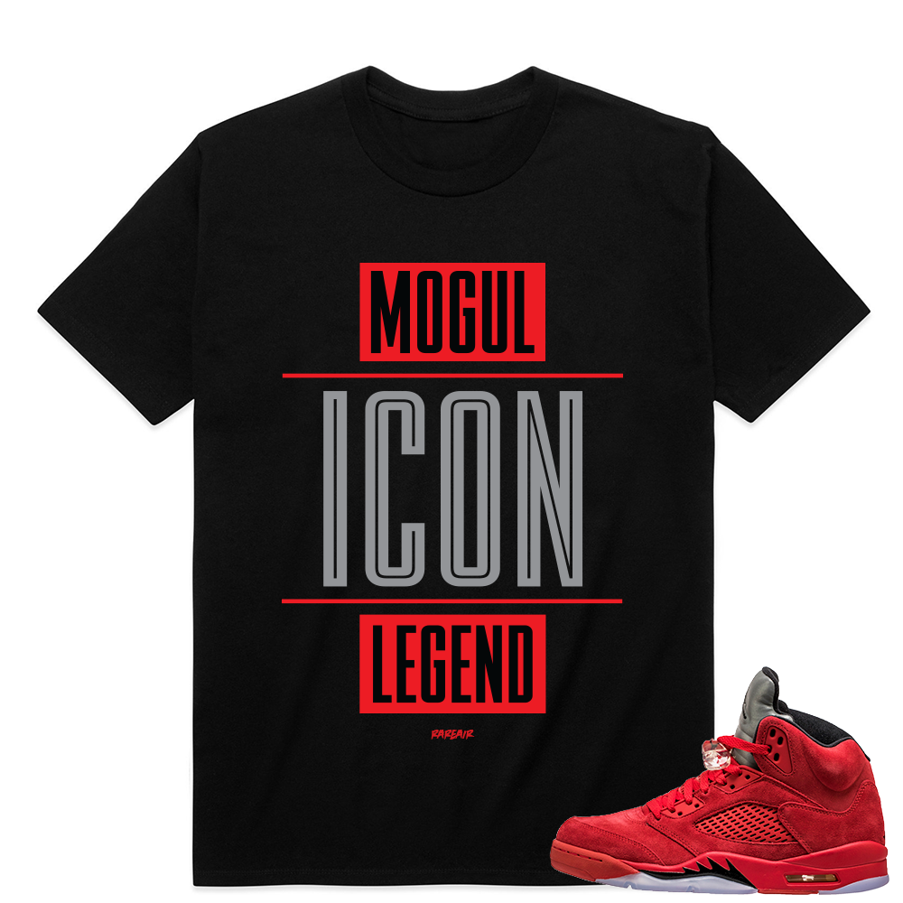 Air Jordan 5 sneakers match Red Suede shirt - Mogul Icon Legend - Black