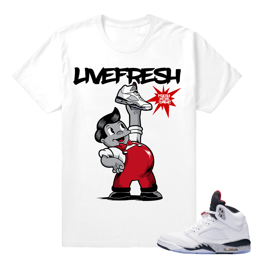 Air Jordan 5 White Cement - Sneaker Shirts Match - Fresh Kicks Daily - White