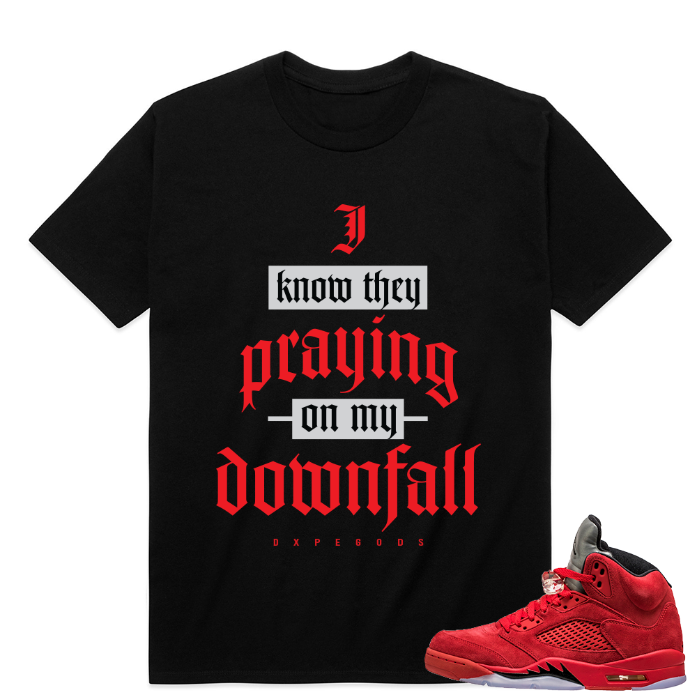 Air Jordan 5 shirts Match Red Suede 5s - I Know - Black