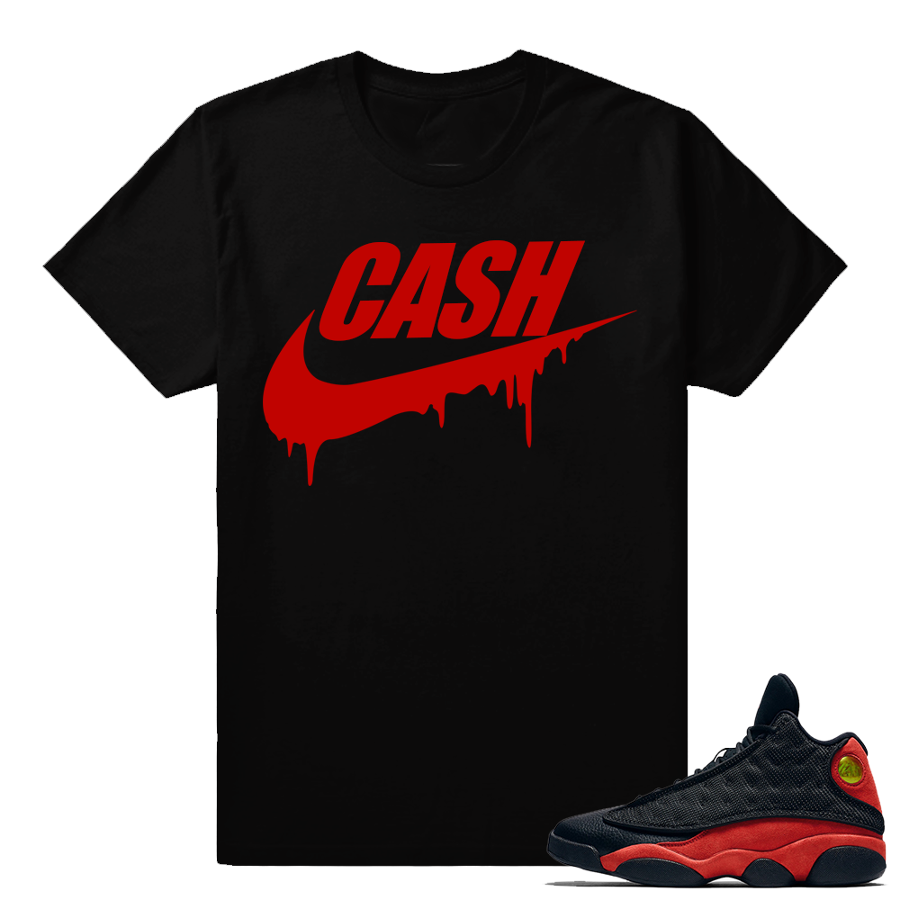 Air Jordan Retro 13 Bred Match 'Cash Checks' Streetwear shirt - Black