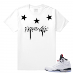 Air Jordan Retros 5 Cement White - Rare Air Stars T shirt - White