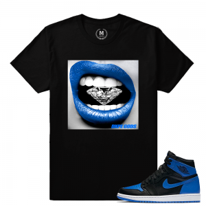 Match Jordan 1 Royal OG | Diamond Lips | Black T shirt