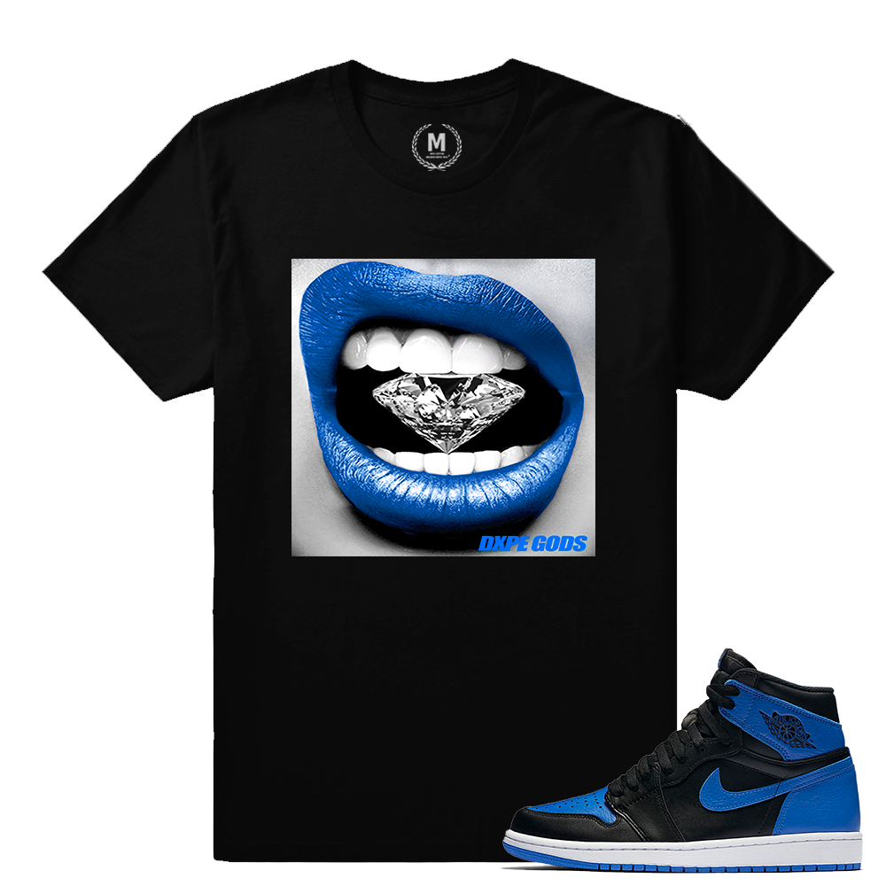 Match Jordan 1 Royal OG | Diamond Lips | Black T shirt