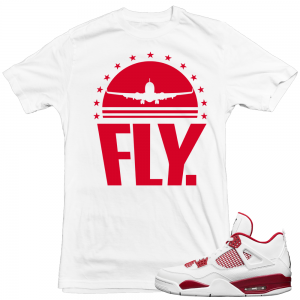 Air Jordan 4 Alternate 89 Sneakers match 'FLY Rare Air' t shirt| White T shirt