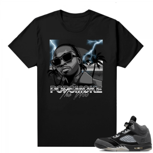 Anthracite 5s Sneaker Tee shirt black Pop Smoke