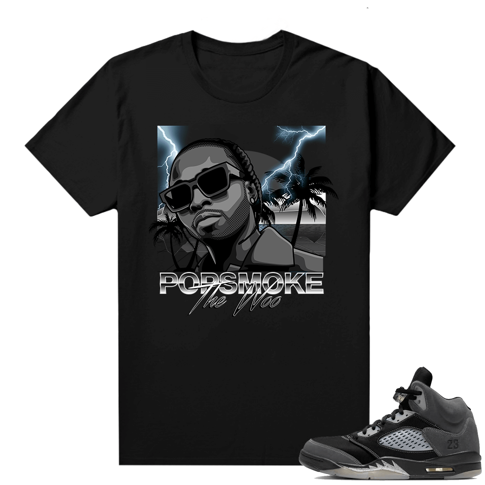 Anthracite 5s Sneaker Tee shirt black Pop Smoke