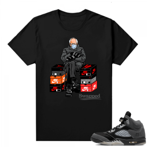 Anthracite Jordan retro 5 shirts black Bernie Meme JSTG