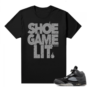 Anthracite Jordan retro 5 shirts black Shoe Game Lit