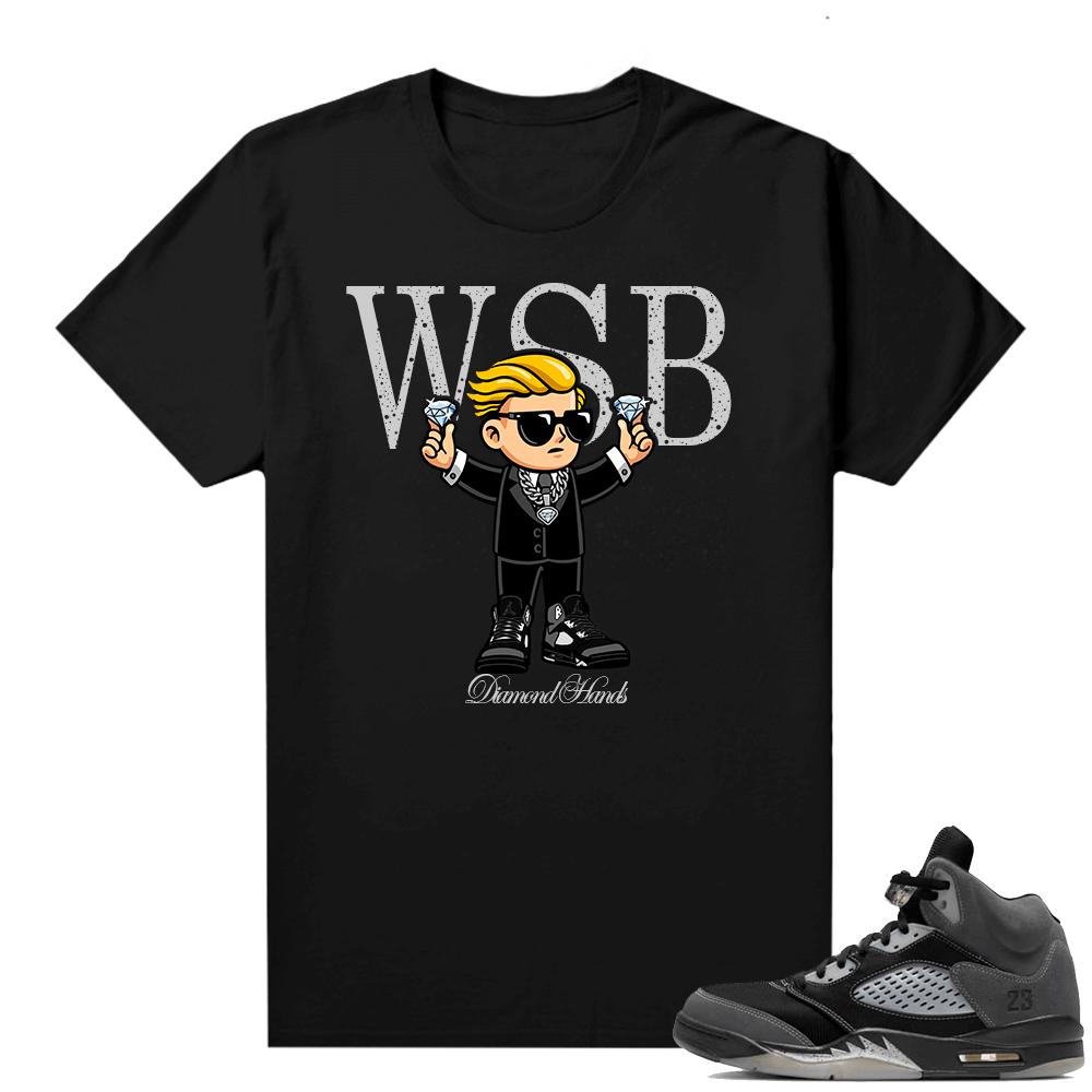 Anthracite Jordan retro 5 shirts black WSB Diamond Hands