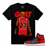 Match Banned 1s Jordan Retro | Only one Goat | Black T shirt