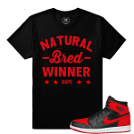 Match Banned 1s Jordan Retro | Bred Winner | Black T shirt