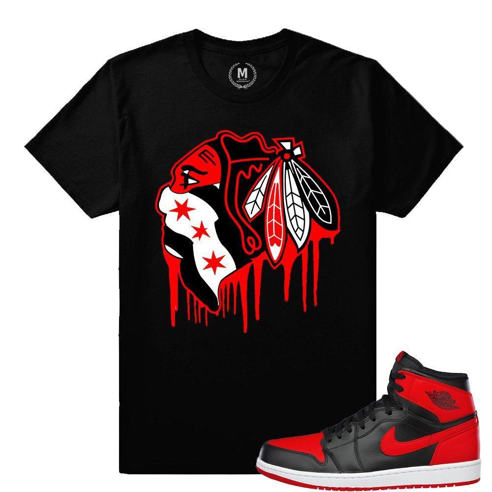 Match Banned 1s Jordan Retro| Black Hawks Drip |Black T shirt