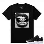 Match Air Jordan 11 Barons | Diamond Lips | Black T shirt