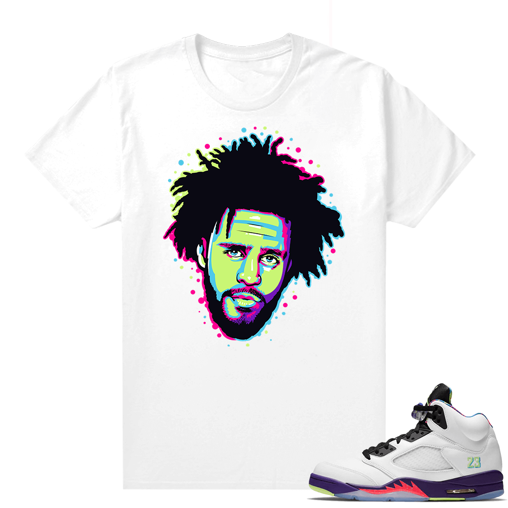 Bel-Air 5s Alternate shirts - White - J Cole Pop Art