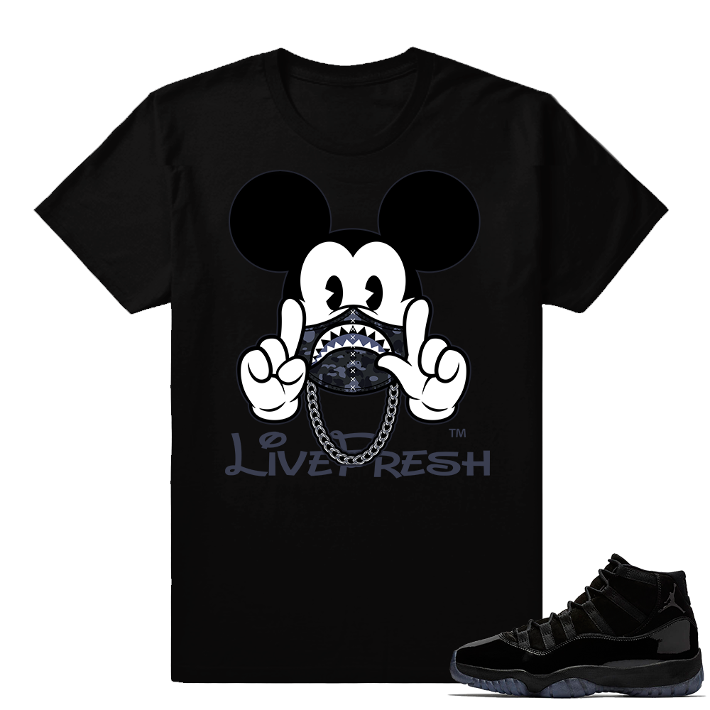 Black Jordans 11 match shirt  Elevens Up  Black tee