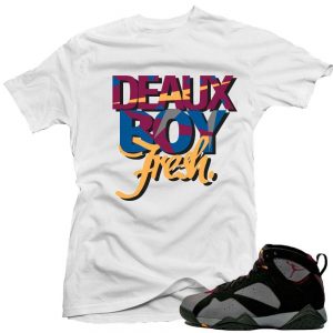 Jordan 7 Bordeaux shirts to match 'Dough Boy Fresh' White Sneaker Tees shirt