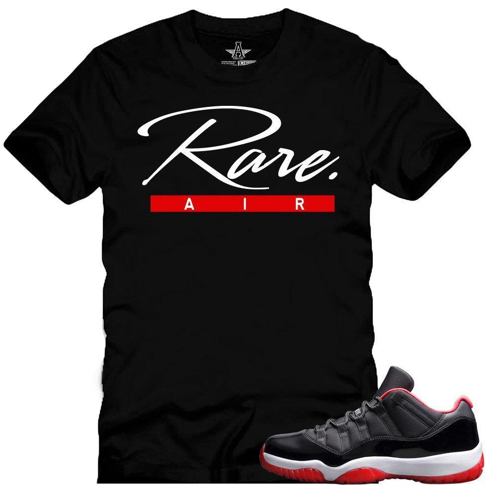 Jordan 11 Bred Low shirt to match 'Rare Air Script' Black Sneaker Tees