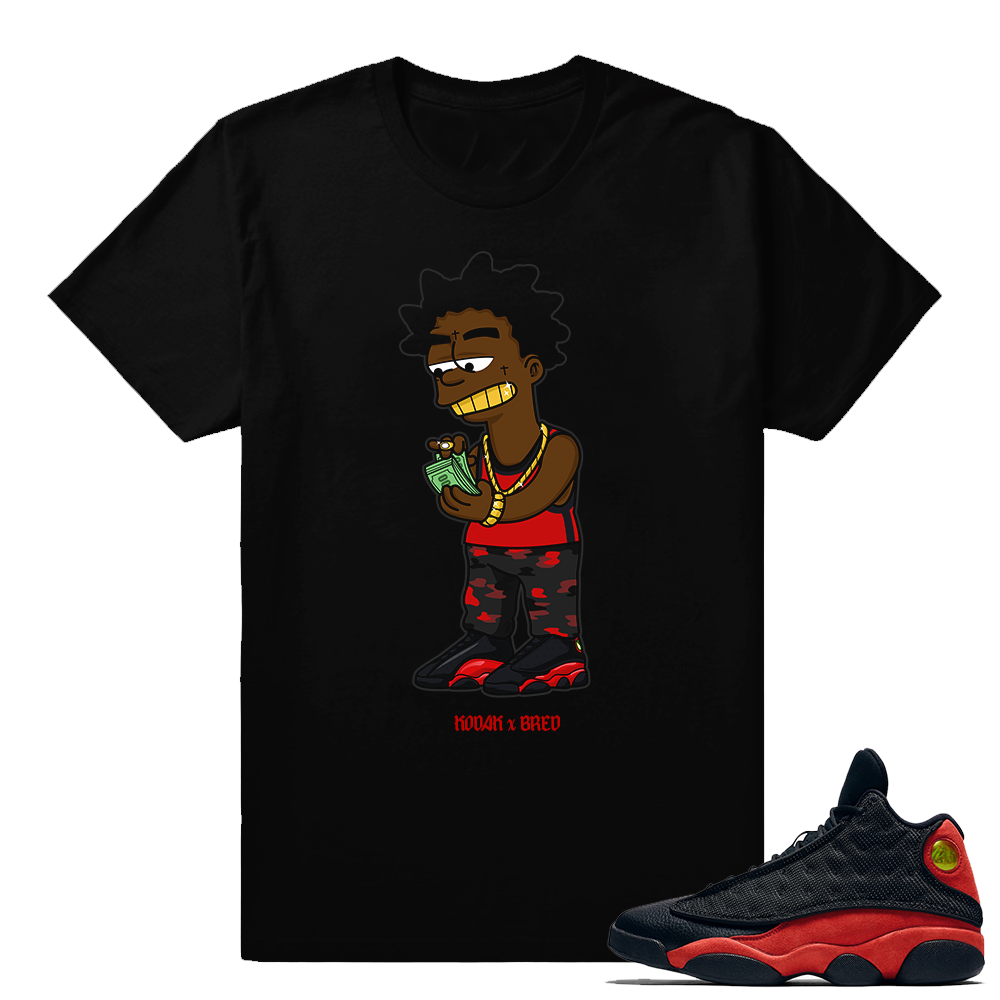 Jordan 13 Bred - Kodak Black Simpson Sneaker Streetwear t shirt - Black