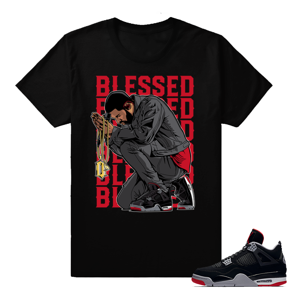 Jordan 4 Bred | BLESSED | Black Shirt