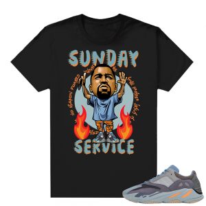 Carbon Blue Yeezy 700 | Sunday Service Ye Toon | Black shirt