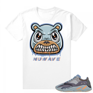 Carbon Blue Yeezy 700 | NuWave Angry Bear | White shirt