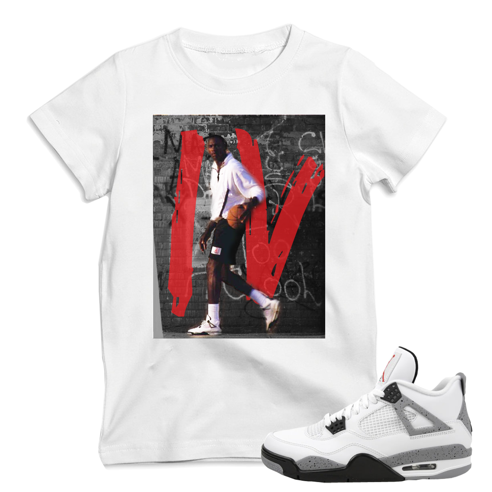 Match Air Jordan 4 Cement | Jay Walking | White T shirt