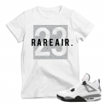 Match Air Jordan 4 Cement | 'Rare Air Cement' | White T shirt