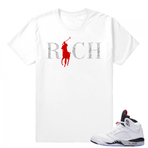 Cement Jordan 5 Sneaker tees - Country Club Rich matching t shirt - White