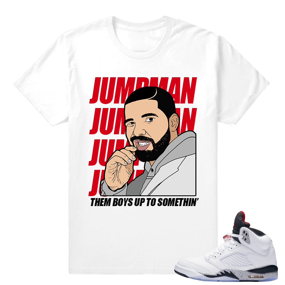 Cement Jordan 5- Matching T shirt - Them Boys - White