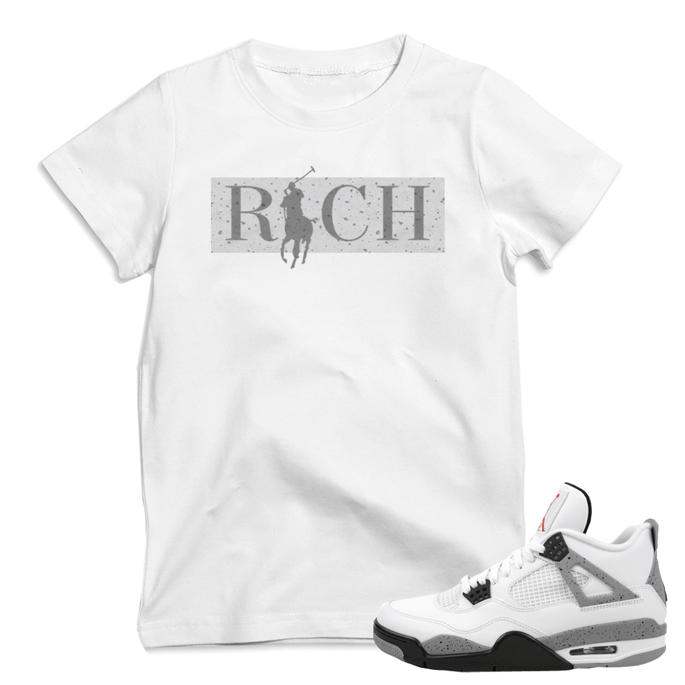 Match Air Jordan 4 Cement | 'Country Club Rich' | White T shirt