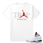 Cement Jordan 5 - Trap Jumpin matching t shirt - White