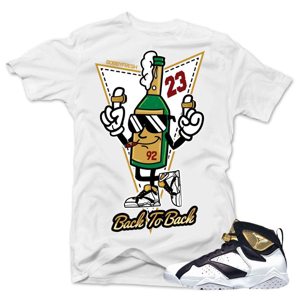 Jordan 7 Champagne shirts to match 'Back 2 Back' White Sneaker Tees shirt