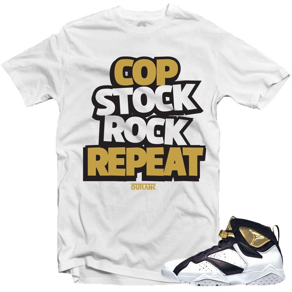 Jordan 7 Champagne shirts to match 'Repeat' White Sneaker Tees shirt