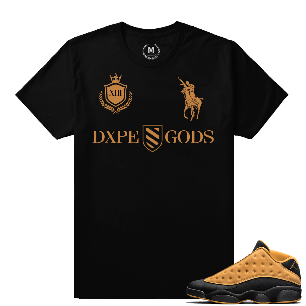 Match Air Jordan 13 Chutney | Polo Guns by DxpeGods | Black T shirt