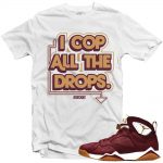 Jordan 7 Cigar shirts to match 'Cop all the Drops' White Sneaker Tees shirt