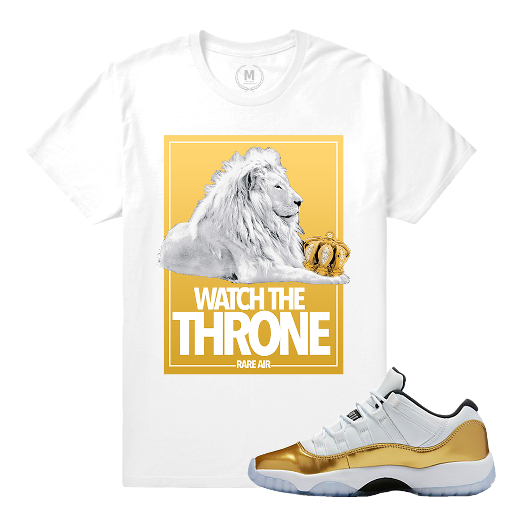 Match Jordan 11 Low Gold Closing Ceremony | Watch the Throne | White T shirt