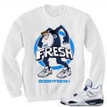 Columbia 4s Matching Sneaker Tees Shirts|Sneaker Tees Shirt 'MR Fresh' in WHITE CREWNECK