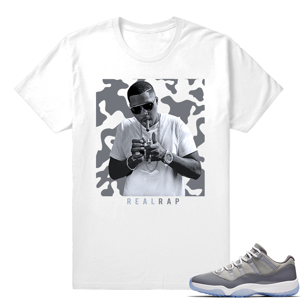 Cool grey 11 low shirt  Nas Real Rap  White tee